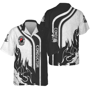 Railspirit Personalized Northern Pacific Railway Hawaiian Shirt Flame Design with Custom Job Position Train Shirt