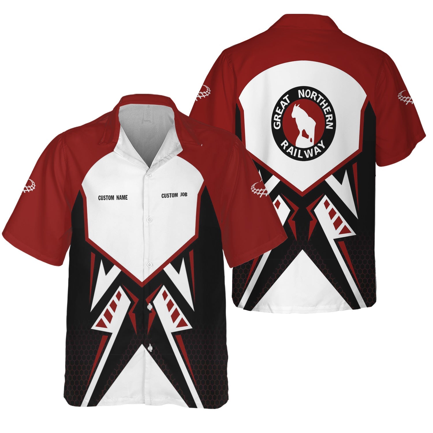 Railspirit Personalized Great Northern Railway Hawaiian Shirt Vibriant Style with Custom Position GNR Train Shirt