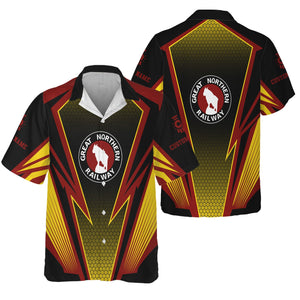 Railspirit Personalized Great Northern Railway Hawaiian Shirt Lightning Graphic Style GNR Shirt Gift Idea For Train Lover