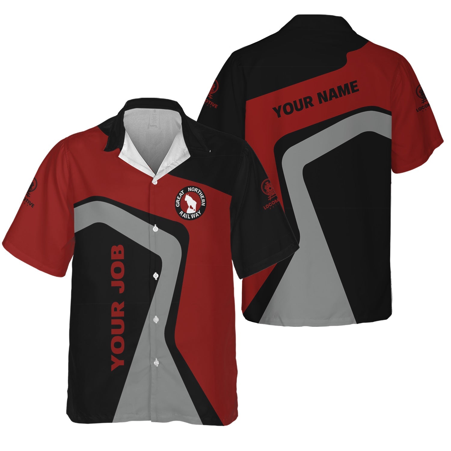 Railspirit Personalized Great Northern Railway Hawaiian Shirt Unique Design with Custom Job Position GNR Train Shirt