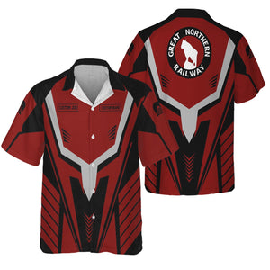 Railspirit Personalized Great Northern Railway Hawaiian Shirt Workwear-Inspired with Custom Position GNR Train Shirt