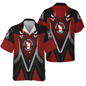 Railspirit Personalized Great Northern Railway Hawaiian Shirt Vibrant Graphic Pattern GNR Shirt For Train Enthusiasts