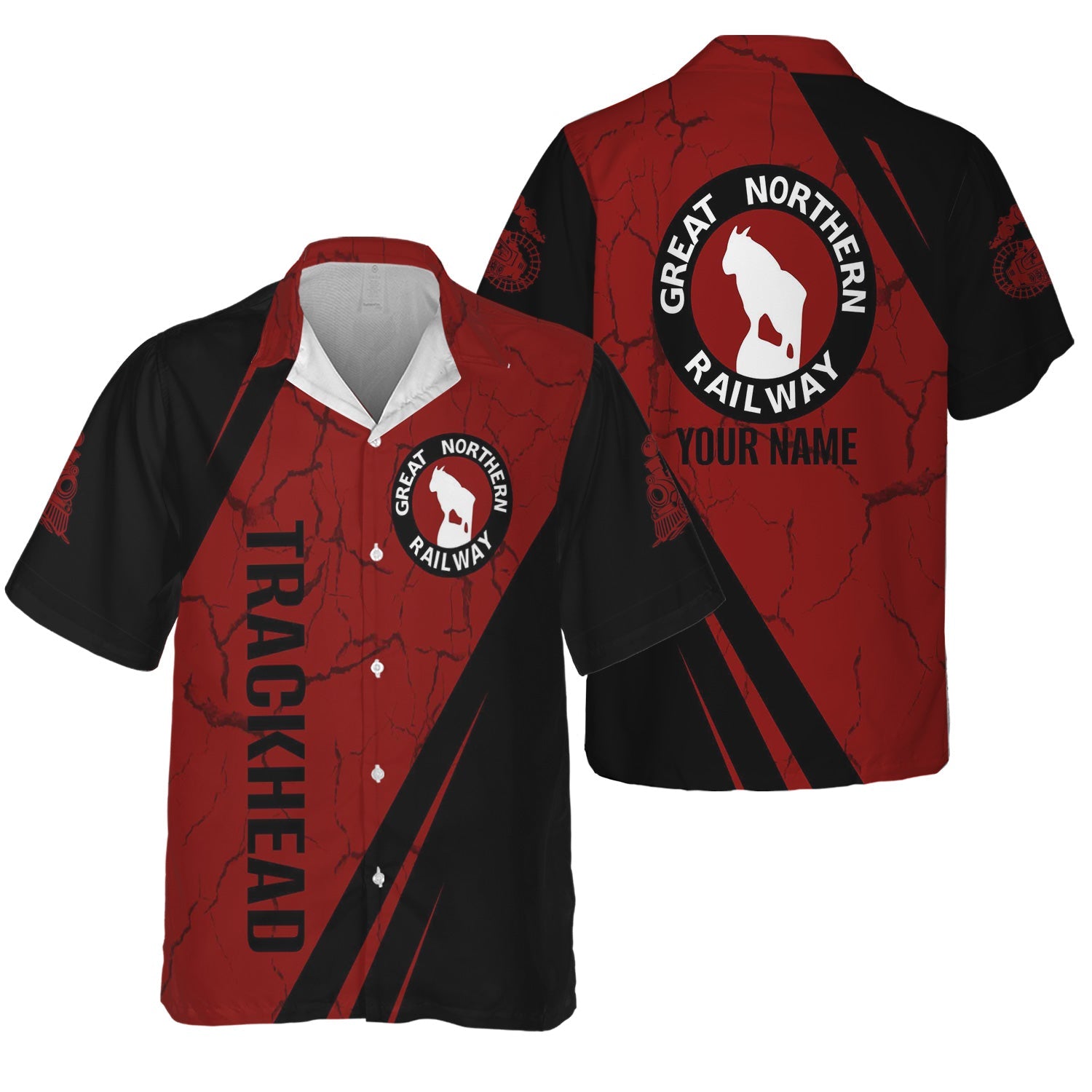 Railspirit Personalized Great Northern Railway Hawaiian Shirt Crackle Texture Style GNR Shirt For Trackhead