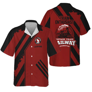 Railspirit Personalized Great Northern Railway Hawaiian Shirt Locomotive Design GNR Train Shirt for Train Enthusiast