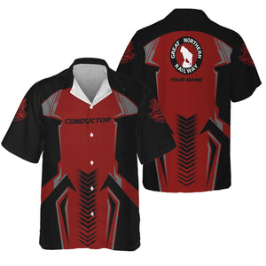 Railspirit Personalized Great Northern Railway Hawaiian Shirt Standout Style with Custom Position GNR Train Shirt