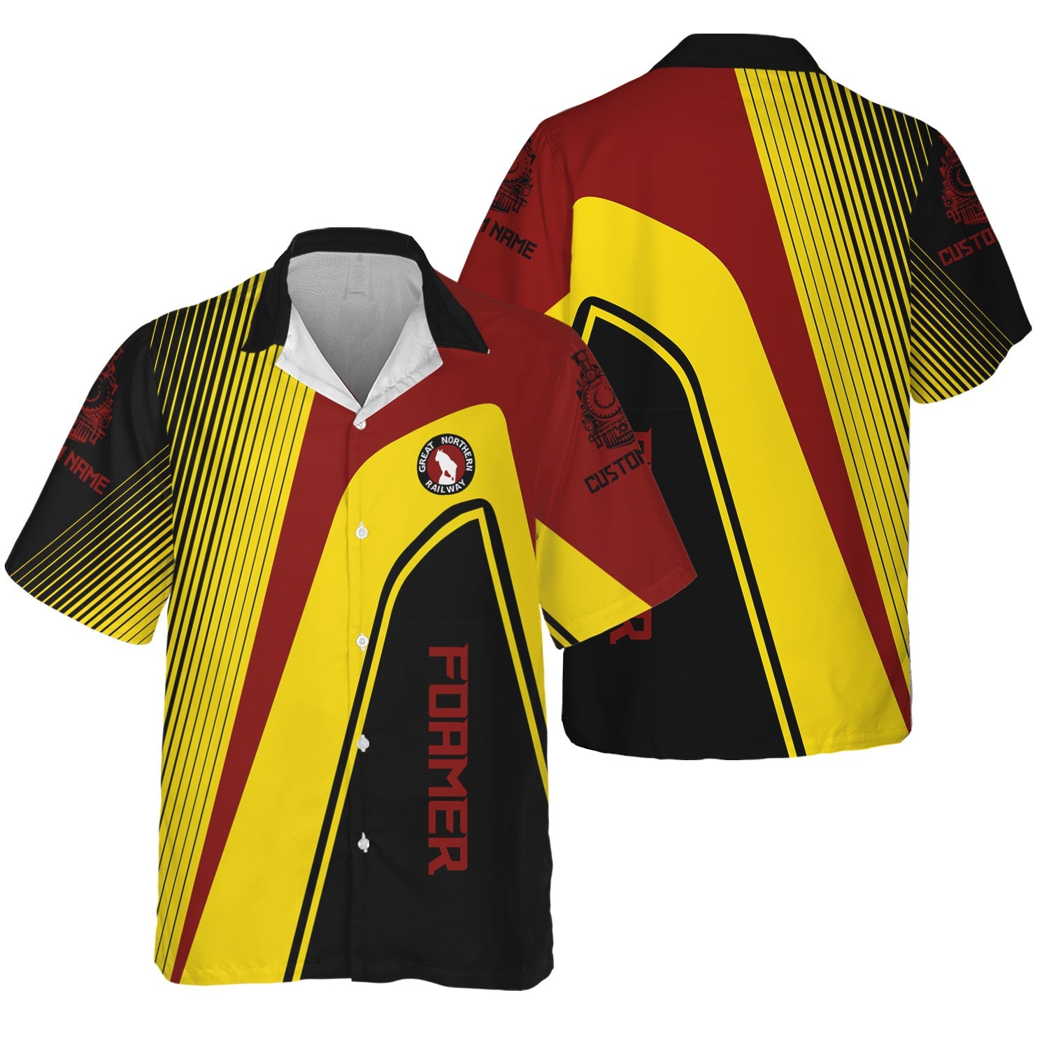 Railspirit Personalized Great Northern Railway Hawaiian Shirt Vibrant Striking Style GNR Shirt For Rail Enthusiasts