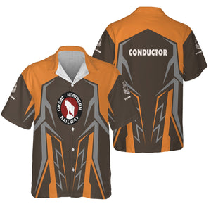 Railspirit Personalized Great Northern Railway Hawaiian Shirt Futuristic Design with Custom Job GNR Train Shirt