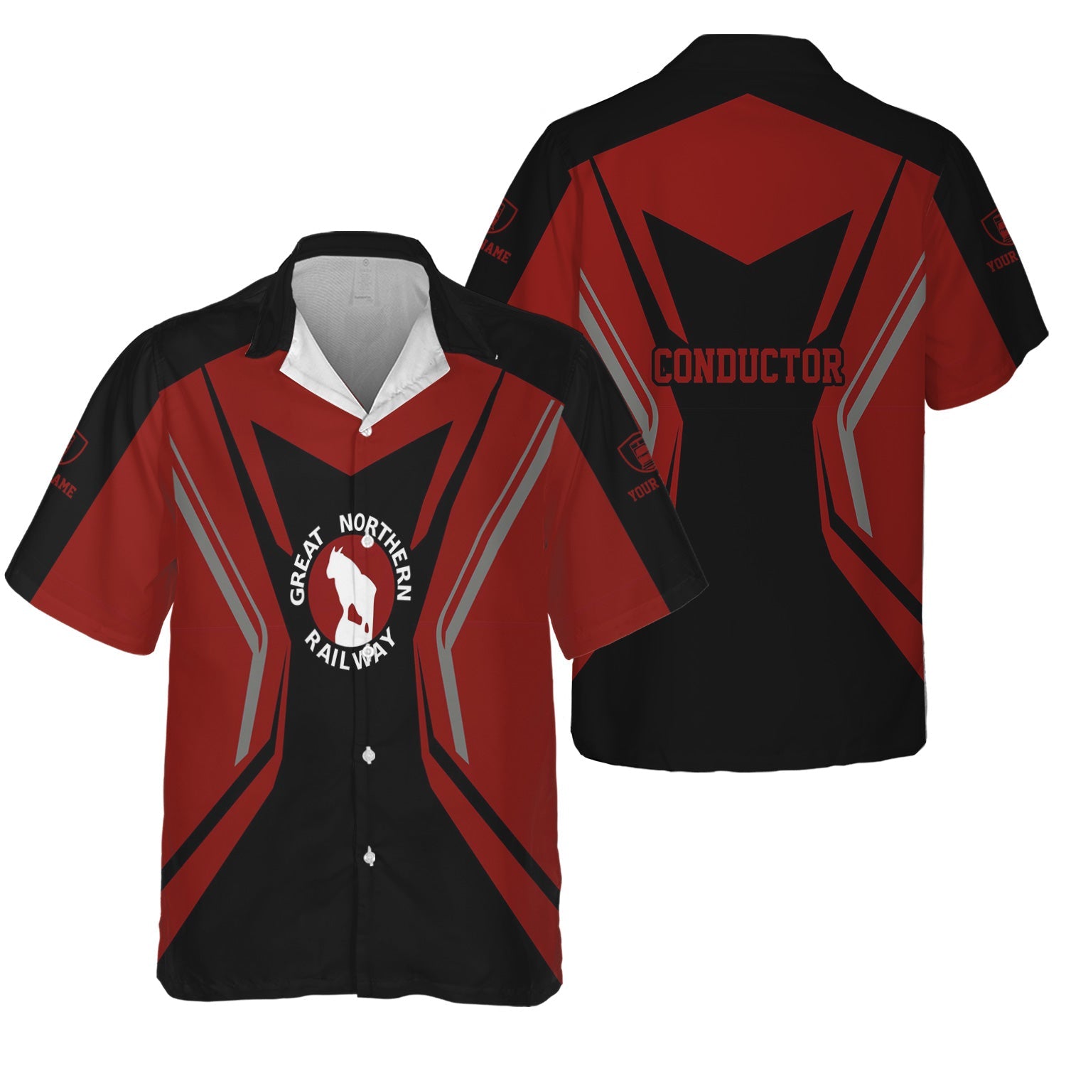 Railspirit Personalized Great Northern Railway Hawaiian Shirt Unique Style with Custom Job GNR Train Shirt