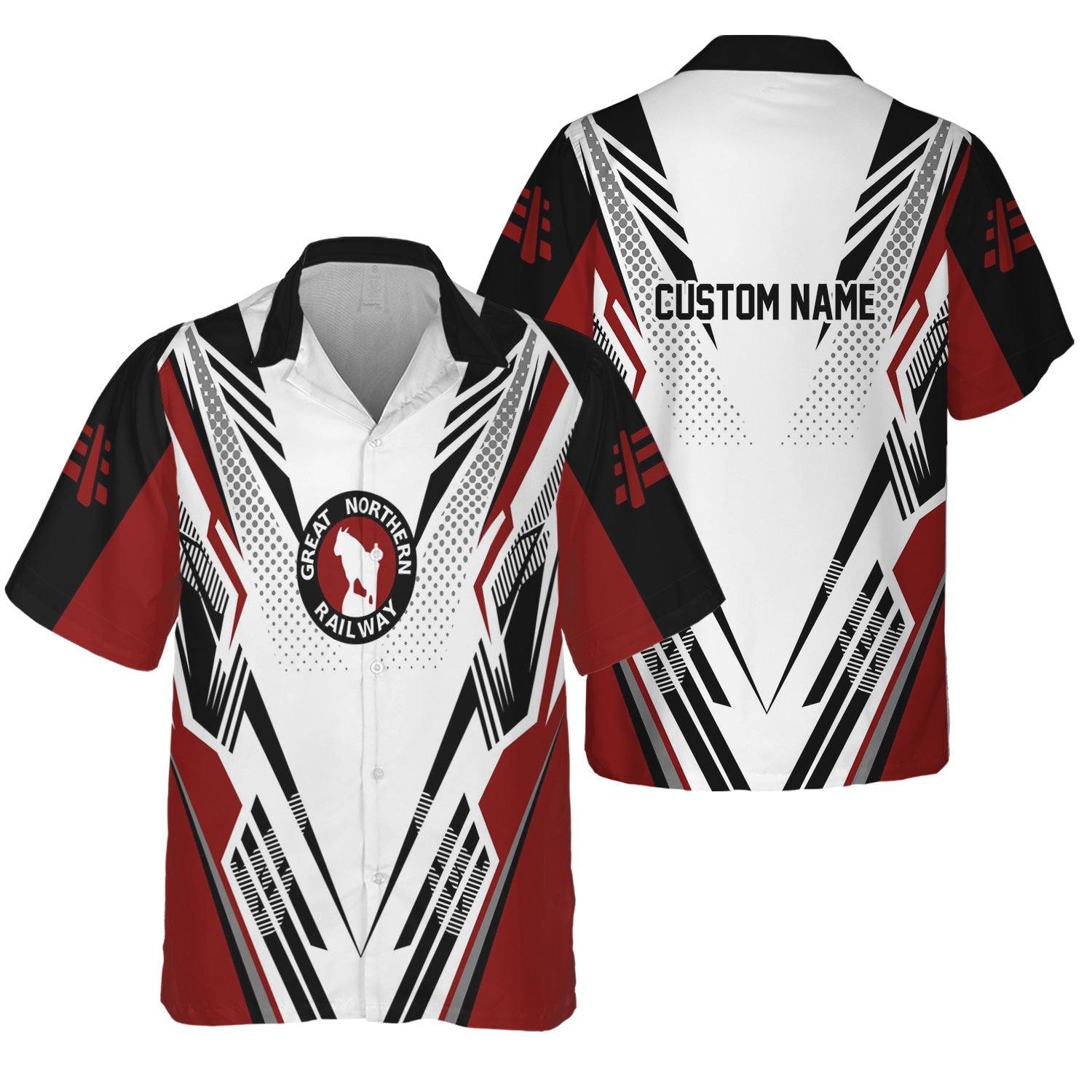 Railspirit Personalized Great Northern Railway Hawaiian Shirt Railroad Tribute Design GNR Train Shirt for Train Lovers