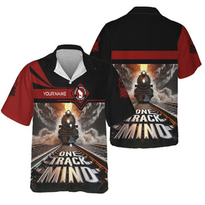 Railspirit Personalized Great Northern Railway Hawaiian Shirt One Track Mind GNR Train Printed Shirt