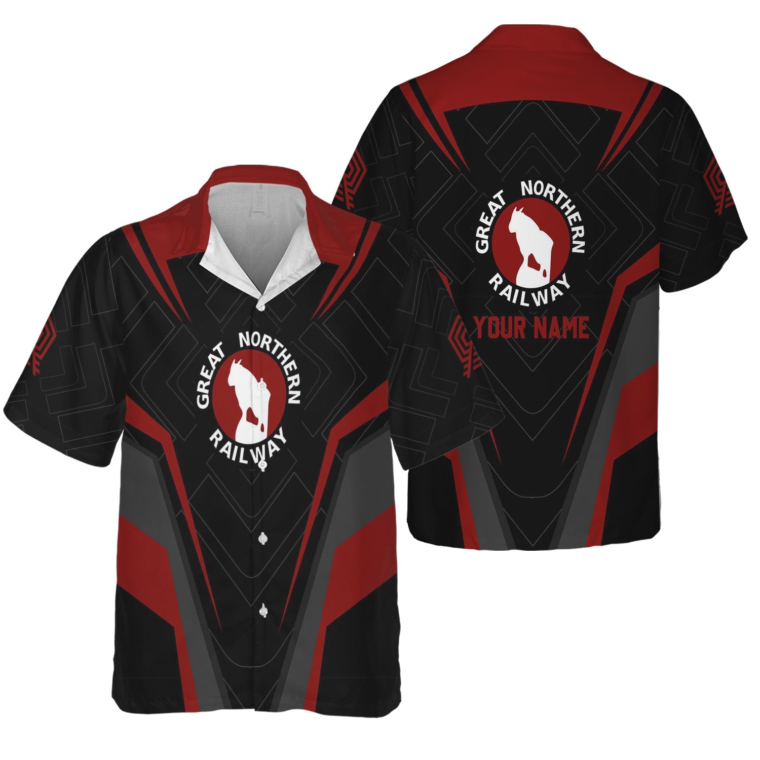 Railspirit Personalized Great Northern Railway Hawaiian Shirt Railway Inspired Apparel GNR Train Shirt For Train Lovers