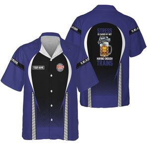 Railspirit  Personalized  Chicago, Burlington and Quincy Railroad Hawaiian Shirt  Stress Is Caused By Not Having Enough Trains  Shirt All Over Print