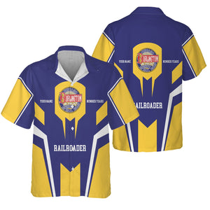 Railspirit Personalized Chicago, Burlington and Quincy Railroad Hawaiian Shirt Custom Year Railroader Shirt Gift Idea For Train Lover