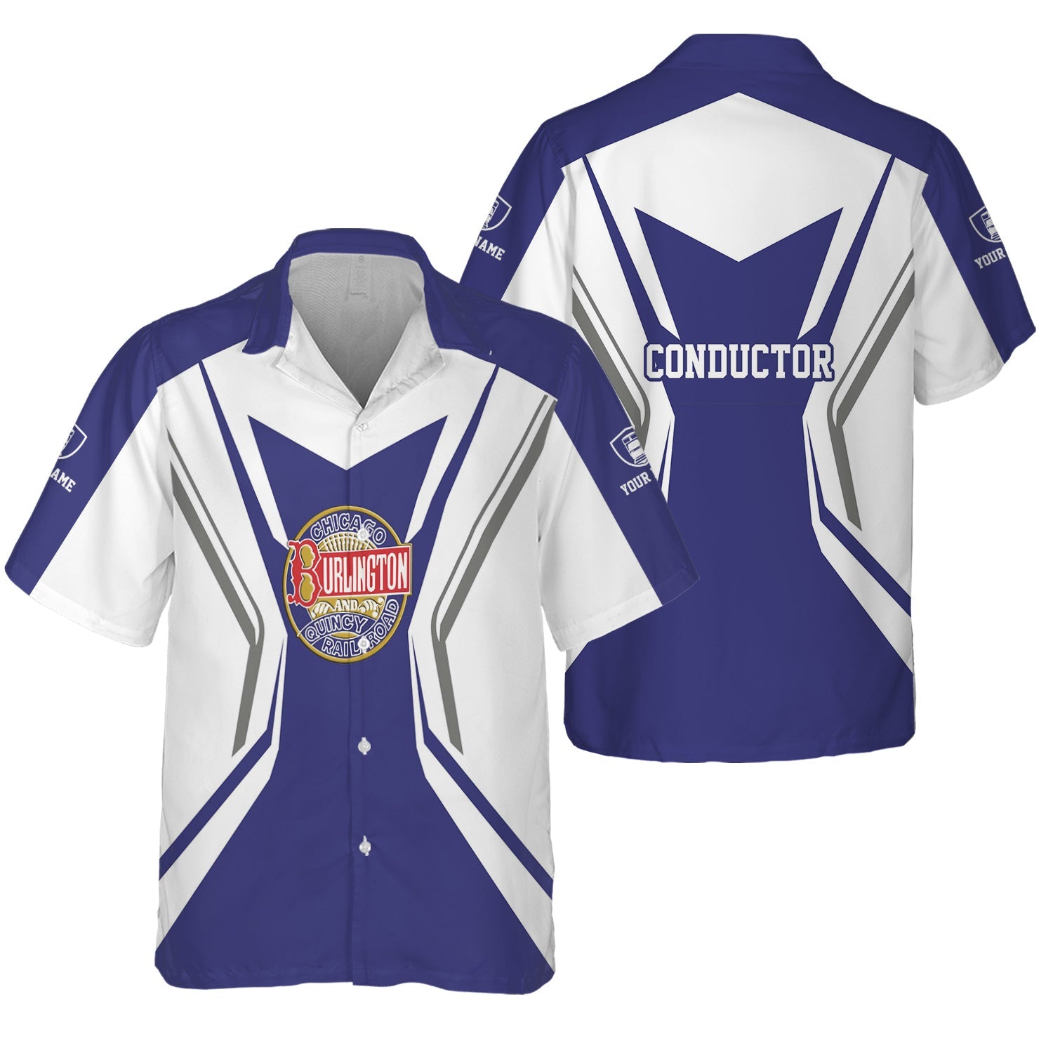 Railspirit Personalized Chicago, Burlington and Quincy Railroad Hawaiian Shirt Unique Style with Custom Job Train Shirt