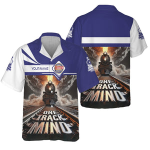 Railspirit Personalized Chicago, Burlington and Quincy Railroad Hawaiian Shirt One Track Mind Train Printed Shirt