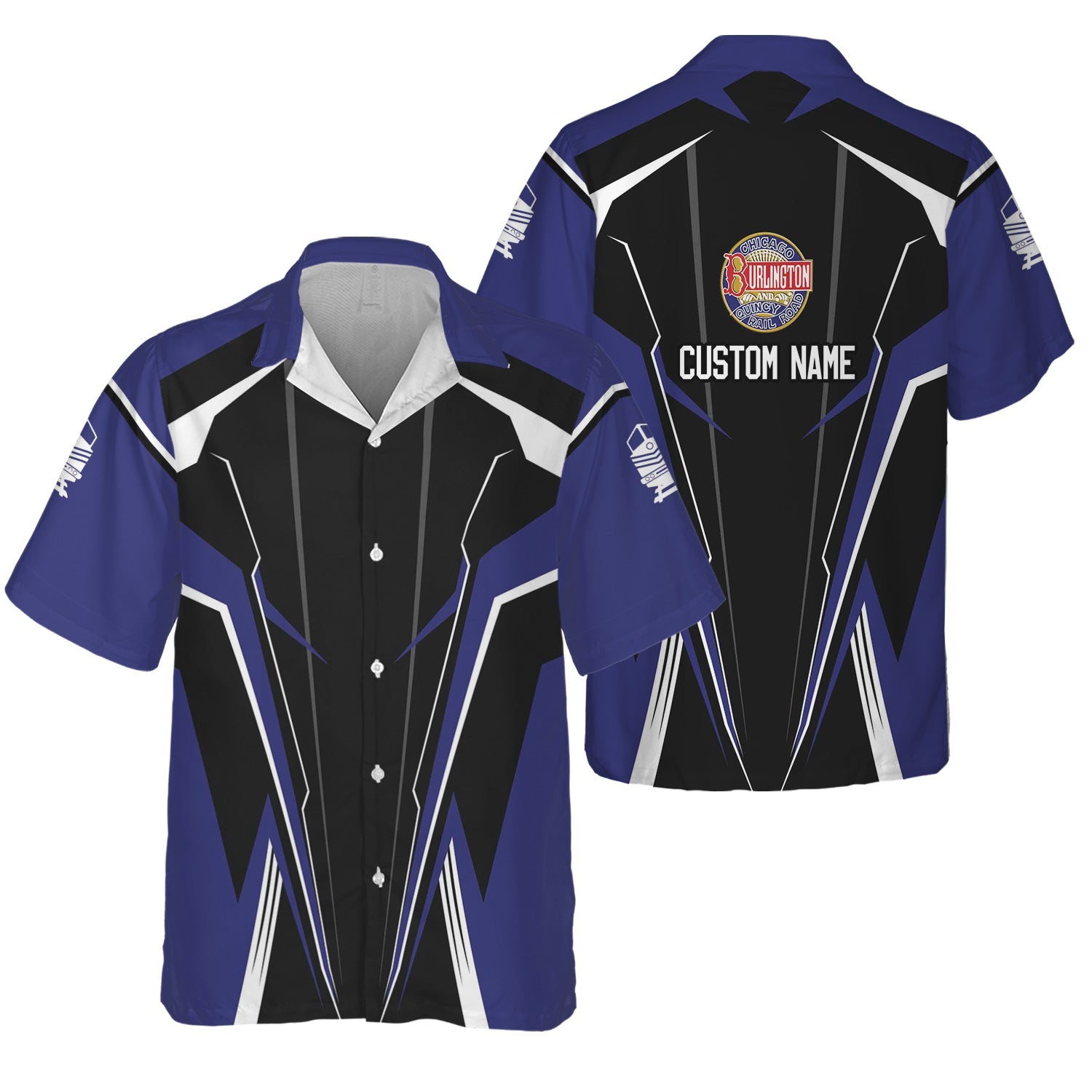 Railspirit Personalized Chicago, Burlington and Quincy Railroad Hawaiian Shirt Lightning-Edge Design Train Shirt For Railroad Lovers