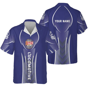 Railspirit Personalized Chicago, Burlington and Quincy Railroad Hawaiian Shirt Striking Line Style Train Shirt For Locomotive Lovers