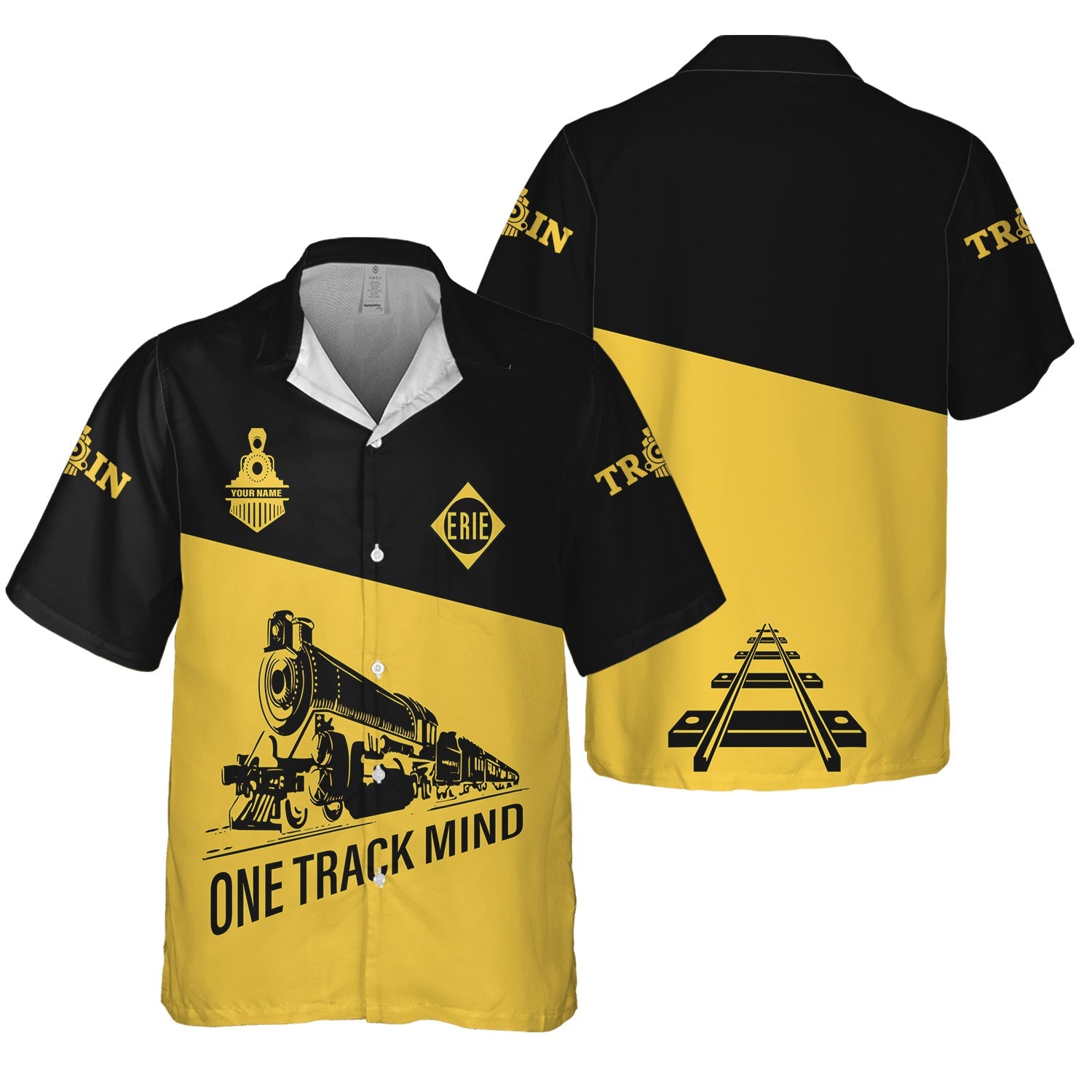 Railspirit Personalized Erie Railroad Hawaiian Shirt One Track Mind Unisex Train Shirt Gift Idea For Train Lover