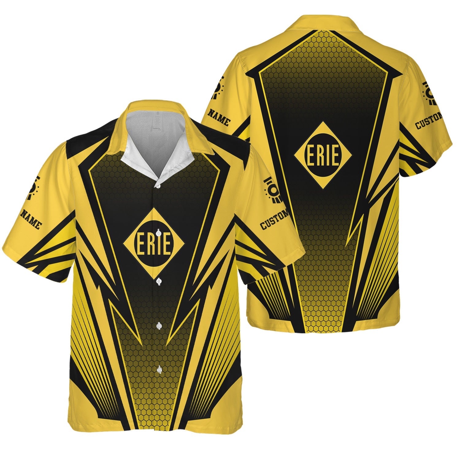 Railspirit Personalized Erie Railroad Hawaiian Shirt Lightning Graphic Style Shirt Gift Idea For Train Lover