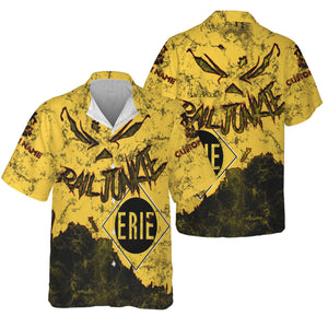 Railspirit Personalized Erie Railroad Hawaiian Shirt Torn Graphic Style Train Shirt For Rail Junkie