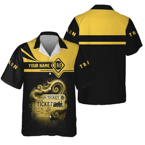 Railspirit Personalized Erie Railroad Hawaiian Shirt Train Ticket  American Locomotive Printed Train