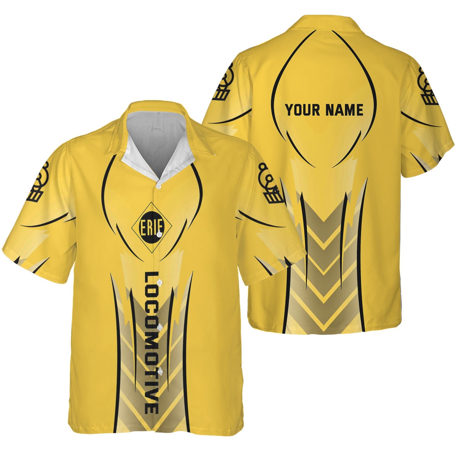 Railspirit Personalized Erie Railroad Hawaiian Shirt Striking Line Style Train Shirt For Locomotive Lovers