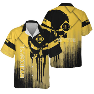 Railspirit Personalized Erie Railroad Hawaiian Shirt Skull Design with Custom Job Train Shirt for Trackhead Crew