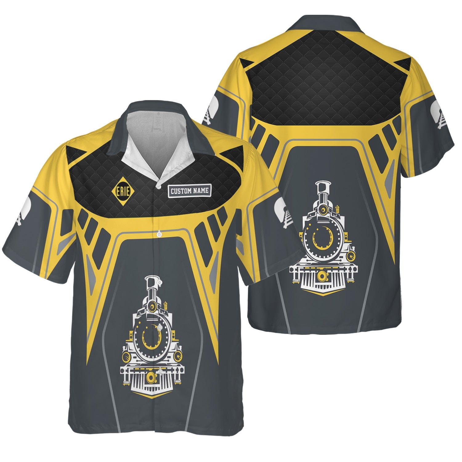 Railspirit Personalized Erie Railroad Hawaiian Shirt Steam Locomotive Engine Graphic Train Shirt All Over Print