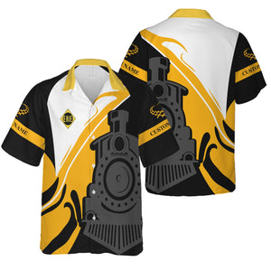 Railspirit Personalized Erie Railroad Hawaiian Shirt Flame-Inspired Style Shirt Gift Idea For Train Lovers