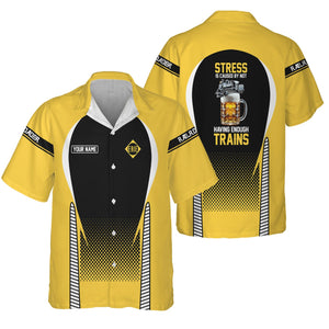 Railspirit Personalized Erie Railroad Hawaiian Shirt Stress Is Caused By Not Having Enough Trains Shirt All Over Print