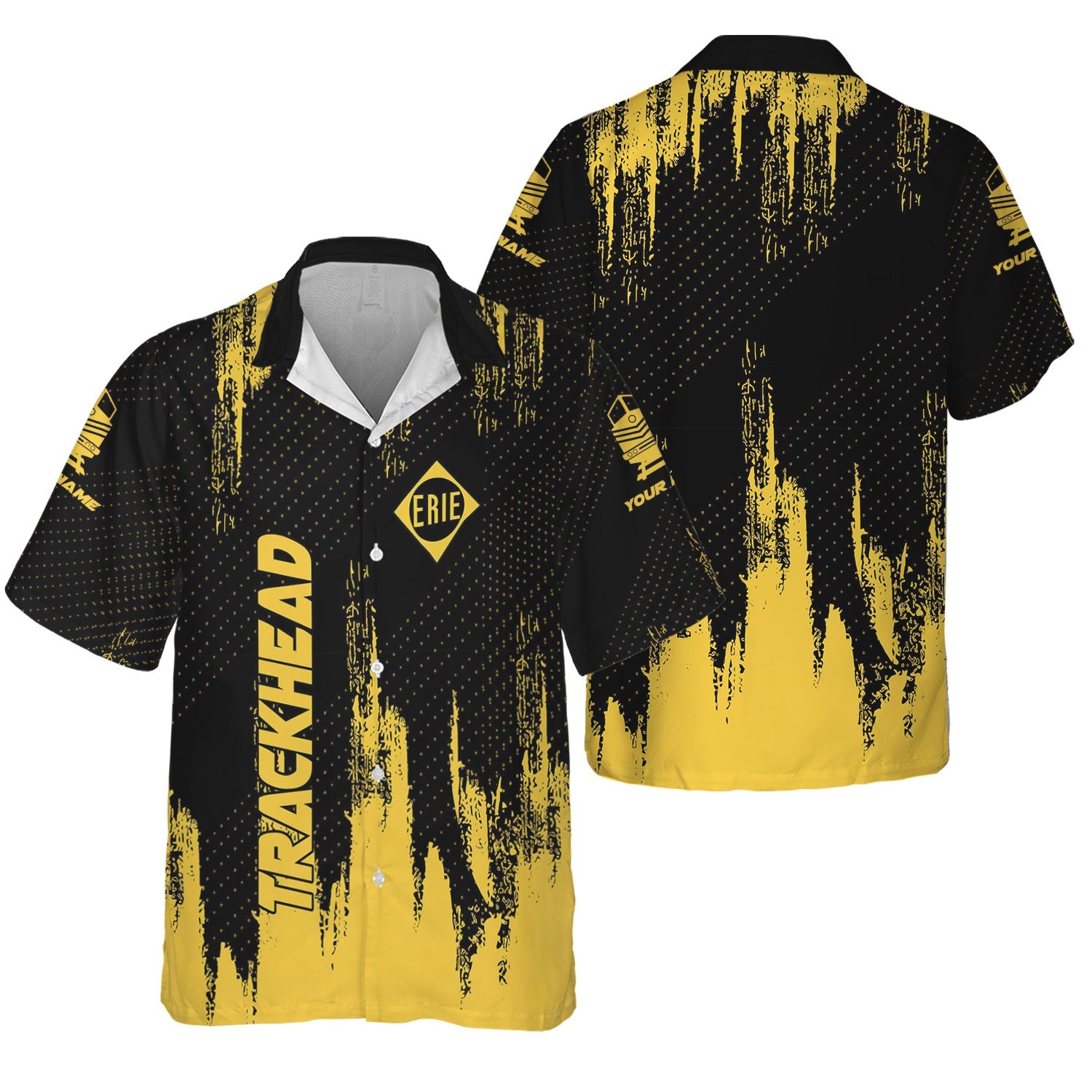 Railspirit Personalized Erie Railroad Hawaiian Shirt Paint Impact Design Train Shirt for Trackhead