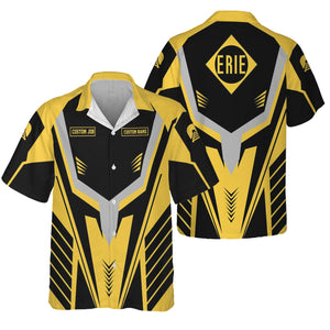 Railspirit Personalized Erie Railroad Hawaiian Shirt Workwear-Inspired with Custom Position Train Shirt