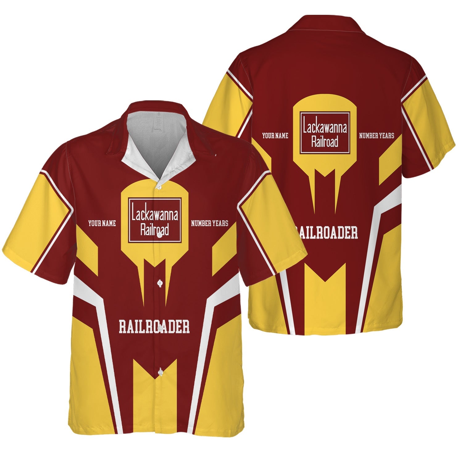 Railspirit Personalized Delaware, Lackawanna and Western Railroad Hawaiian Shirt Custom Year Railroader DL&W Shirt Gift Idea For Train Lover