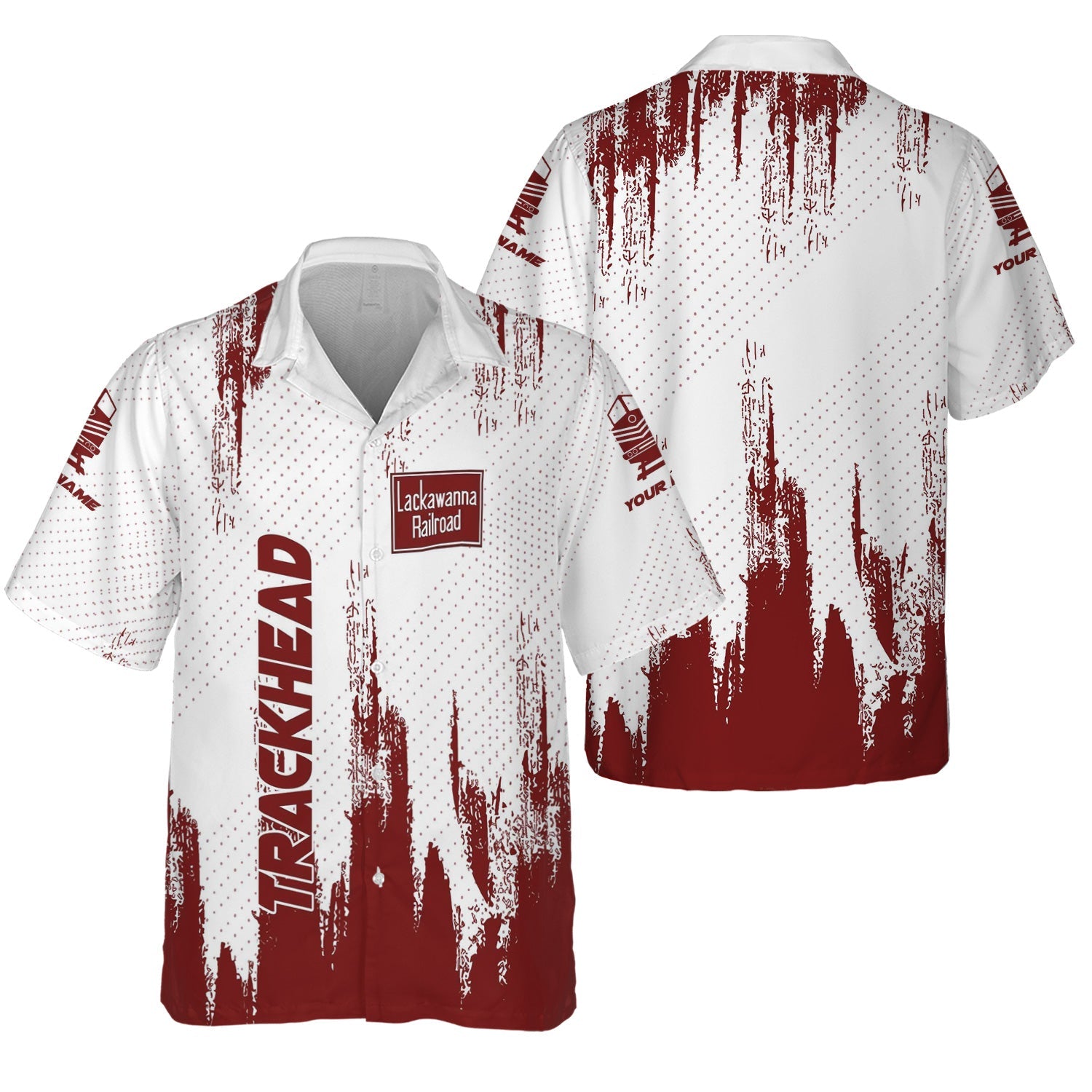 Railspirit Personalized Delaware, Lackawanna and Western Railroad Hawaiian Shirt Paint Impact Design DL&W Train Shirt for Trackhead