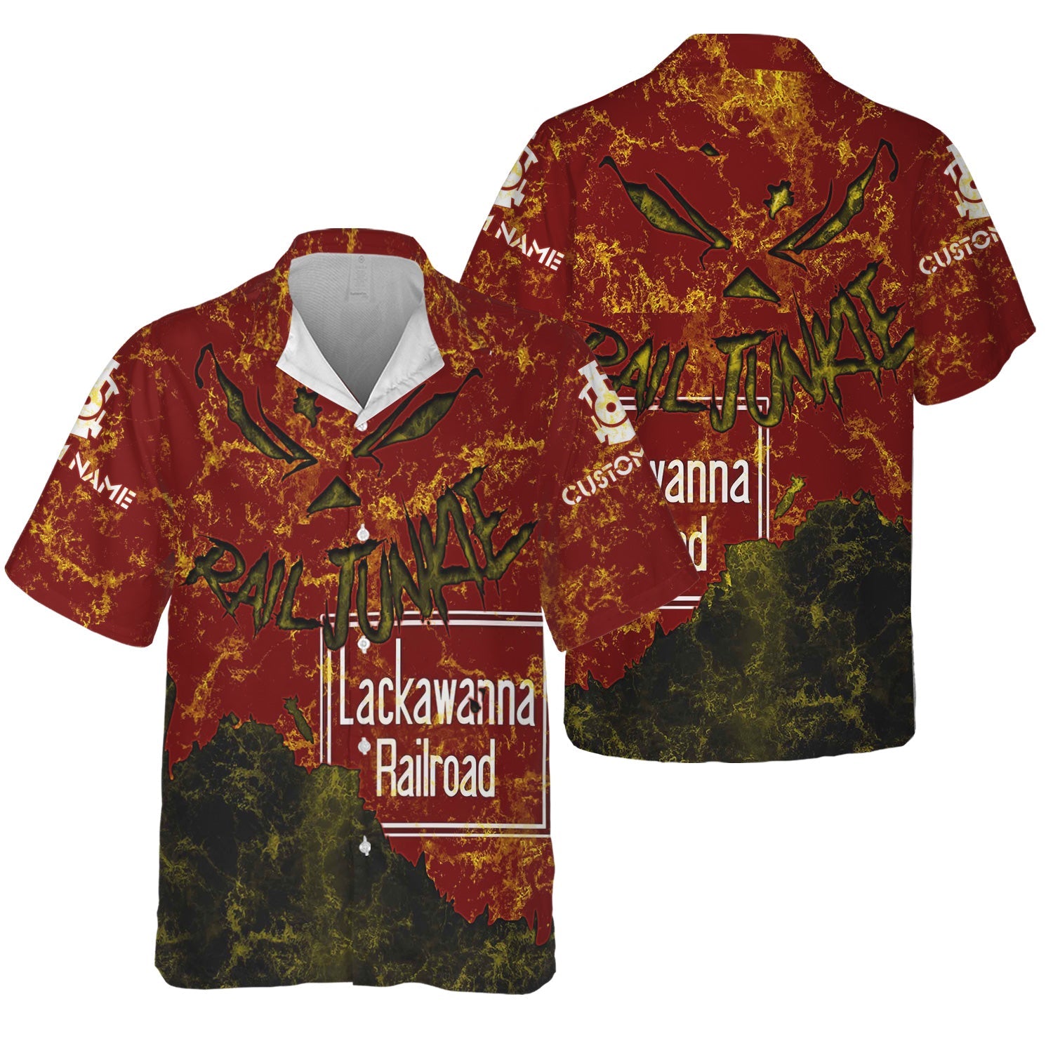 Railspirit Personalized Delaware, Lackawanna and Western Railroad Hawaiian Shirt Torn Graphic Style DL&W Train Shirt For Rail Junkie