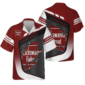 Railspirit Personalized Delaware, Lackawanna and Western Railroad Hawaiian Shirt Ripped Texture Style DL&W Train Shirt For Railroad Fanatic