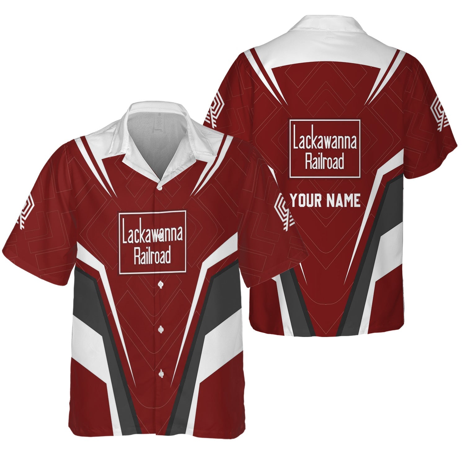 Railspirit Personalized Delaware, Lackawanna and Western Railroad Hawaiian Shirt Railway Inspired Apparel DL&W Train Shirt For Train Lovers