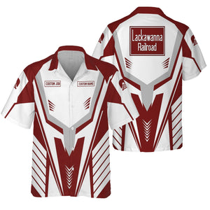 Railspirit Personalized Delaware, Lackawanna and Western Railroad Hawaiian Shirt Workwear-Inspired with Custom Position DL&W Train Shirt