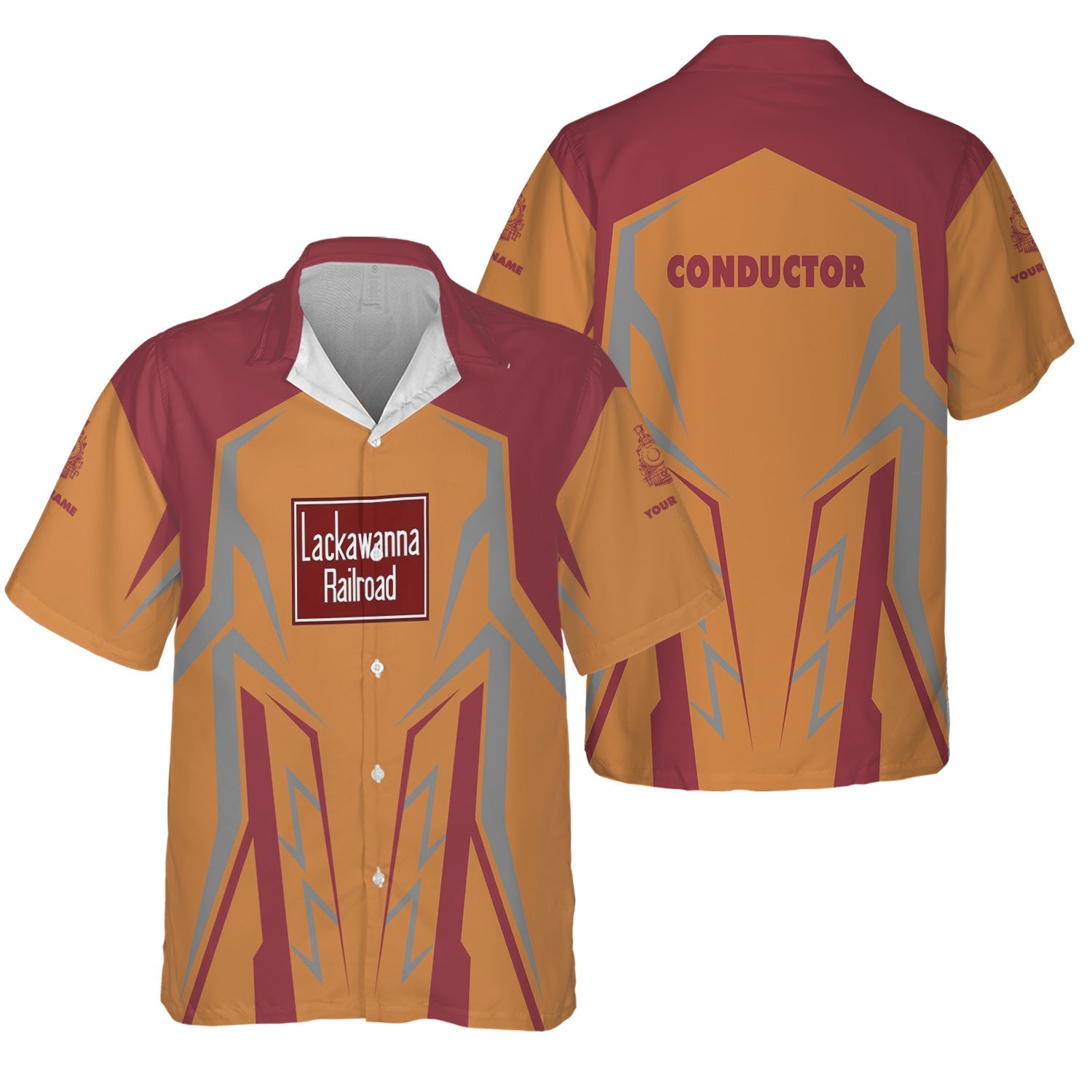 Railspirit Personalized Delaware, Lackawanna and Western Railroad Hawaiian Shirt Futuristic Design with Custom Job DL&W Train Shirt