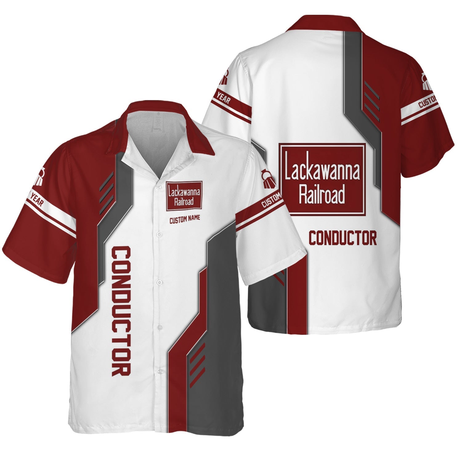 Railspirit Personalized Delaware, Lackawanna and Western Railroad Hawaiian Shirt Unique Railway Style with Custom Job DL&W Train Shirt