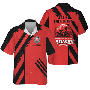 Railspirit Personalized Seaboard Air Line Railroad Hawaiian Shirt Locomotive Design Train Shirt for Train Enthusiast