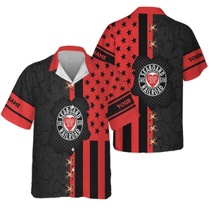 Railspirit Personalized Seaboard Air Line Railroad Hawaiian Shirt American Flag with Crack Effect Train Shirt