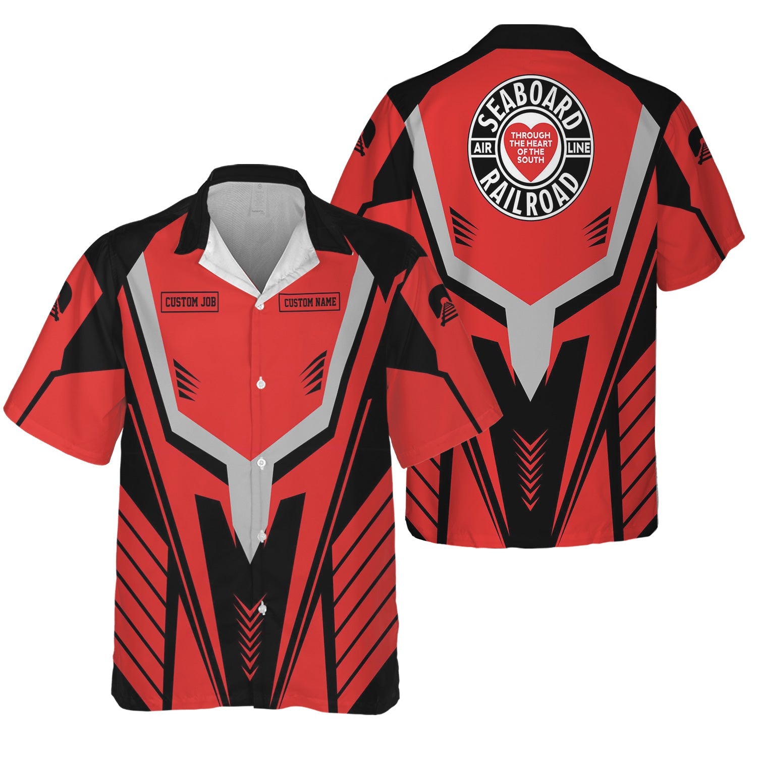 Railspirit Personalized Seaboard Air Line Railroad Hawaiian Shirt Workwear-Inspired with Custom Position Train Shirt