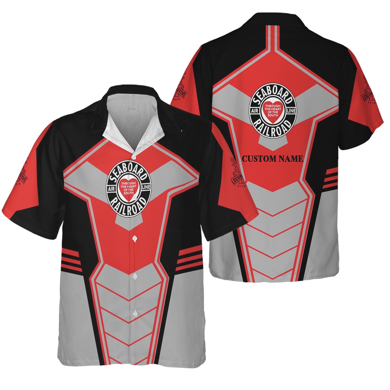 Railspirit Personalized Seaboard Air Line Railroad Hawaiian Shirt Engine-Inspired Style Train Shirt for Railroad Fanatic