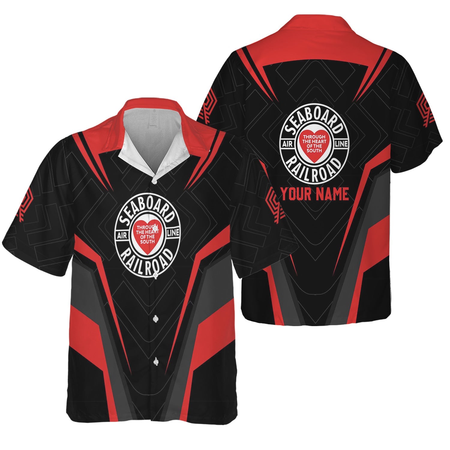 Railspirit Personalized Seaboard Air Line Railroad Hawaiian Shirt Railway Inspired Apparel Train Shirt For Train Lovers