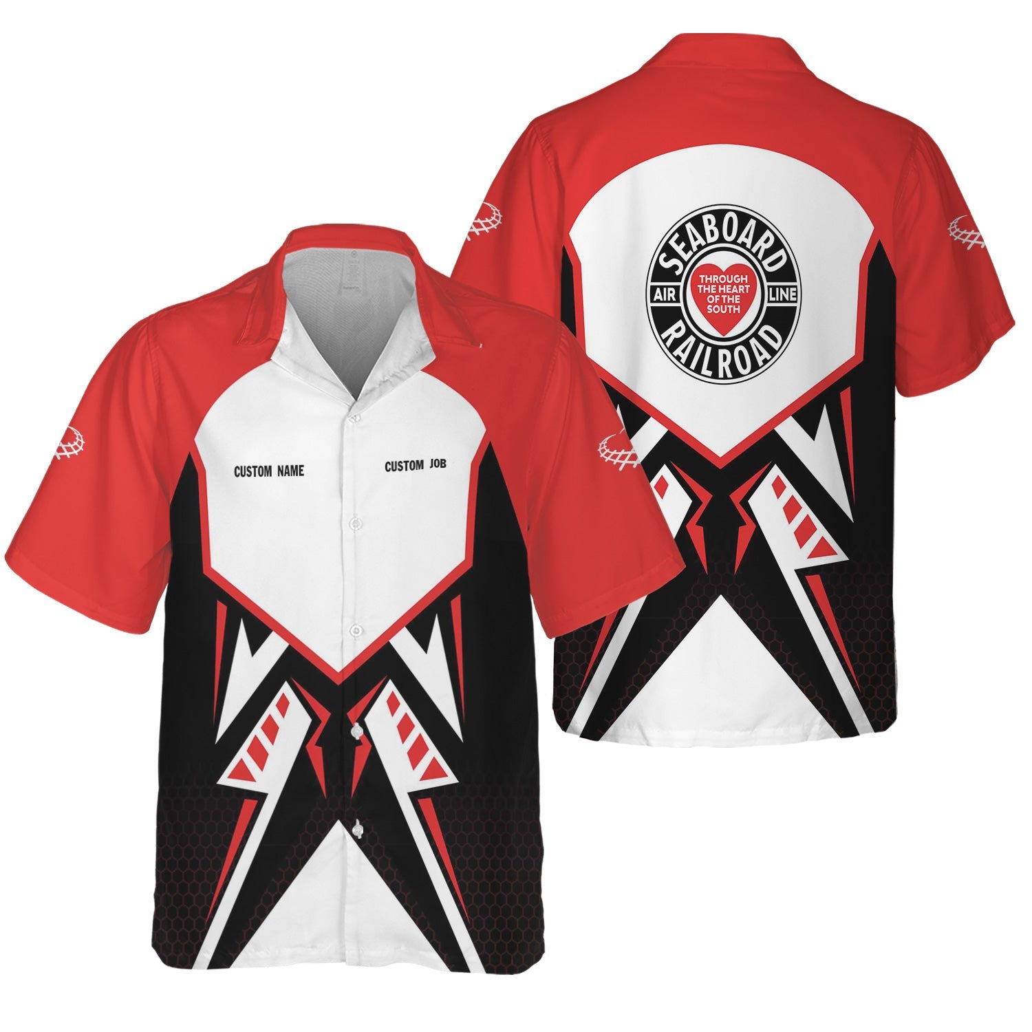 Railspirit Personalized Seaboard Air Line Railroad Hawaiian Shirt Vibriant Style with Custom Position Train Shirt