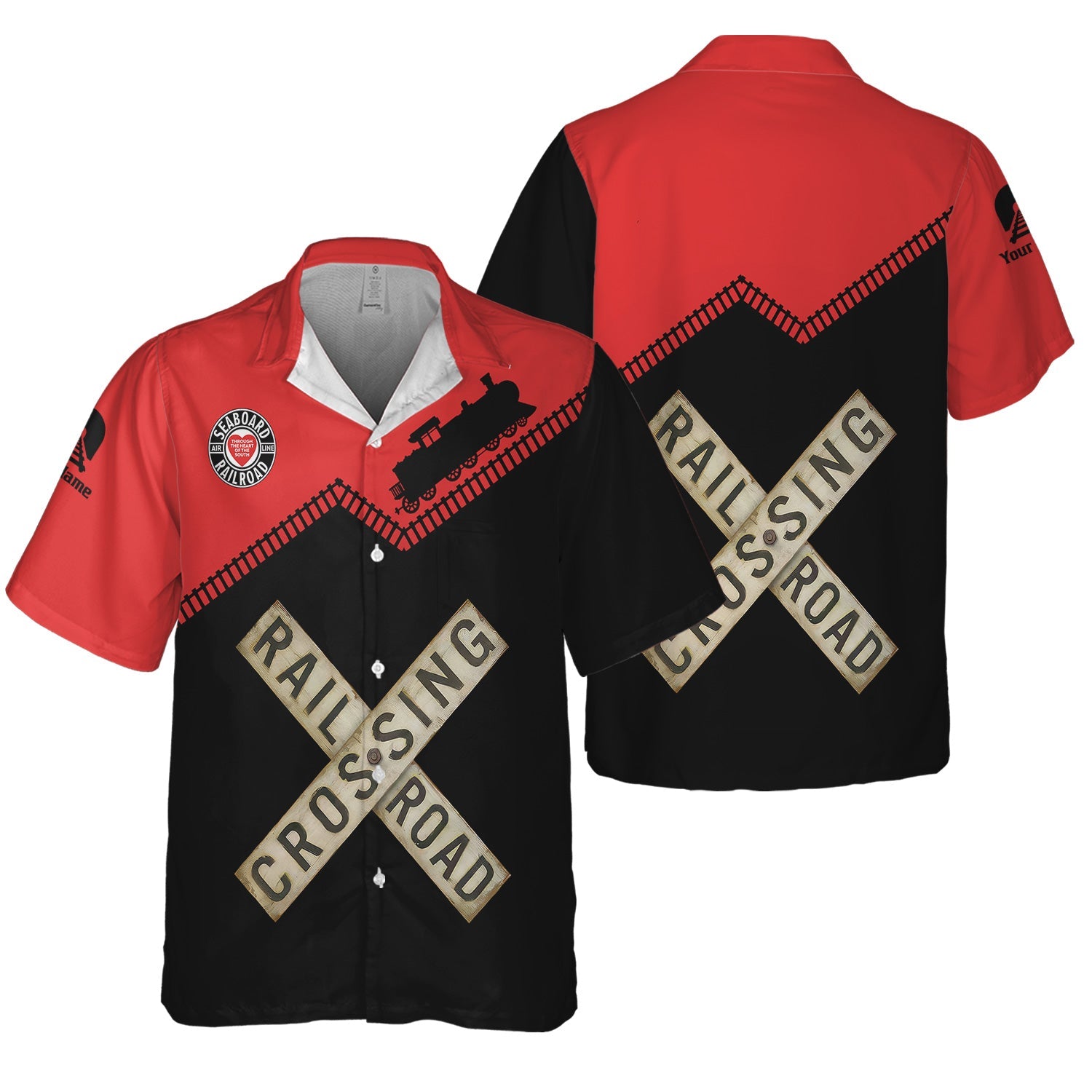 Railspirit Personalized Seaboard Air Line Railroad Hawaiian Shirt Railroad Crossing DL&W Printed Train Track Shirt