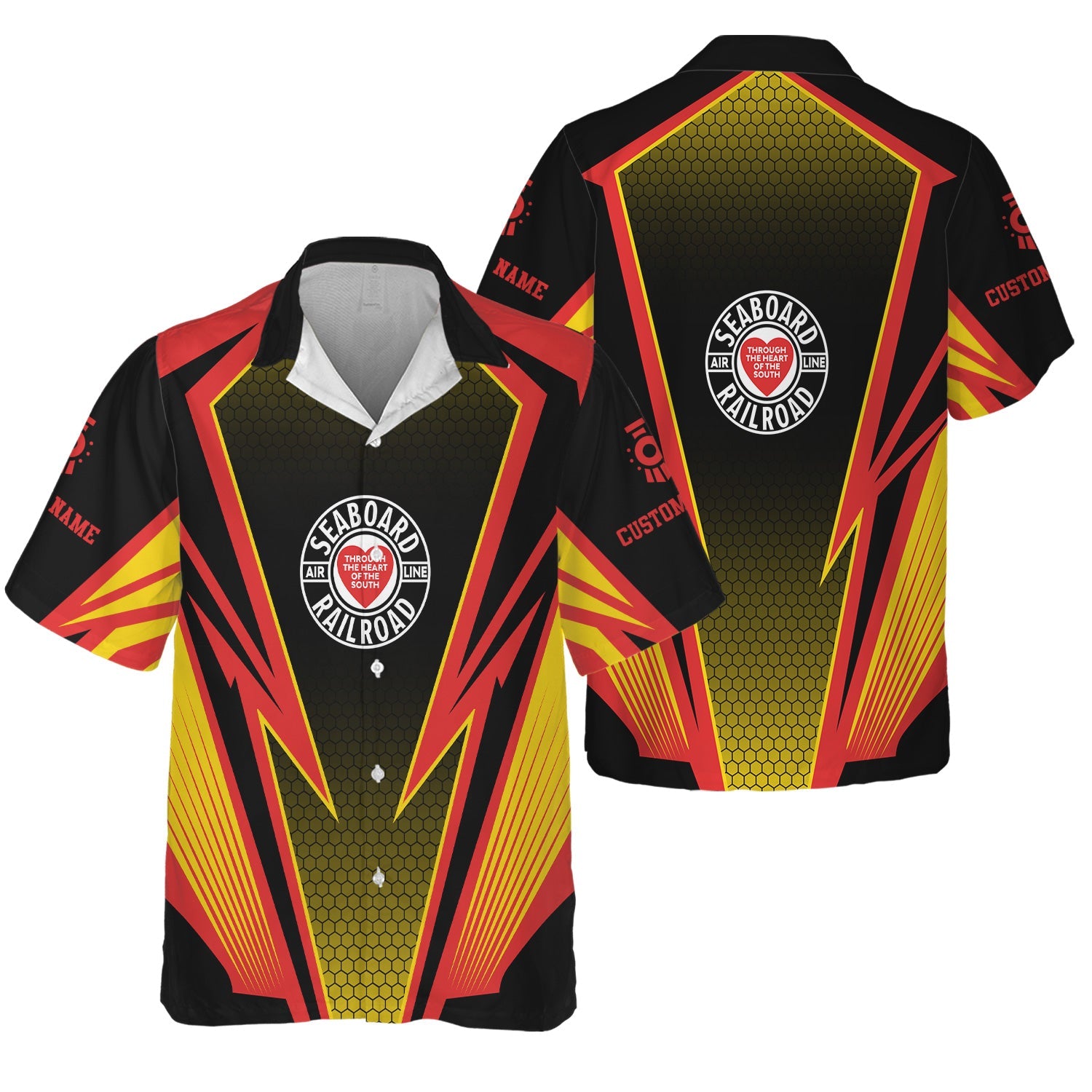 Railspirit Personalized Seaboard Air Line Railroad Hawaiian Shirt Lightning Graphic Style Shirt Gift Idea For Train Lover