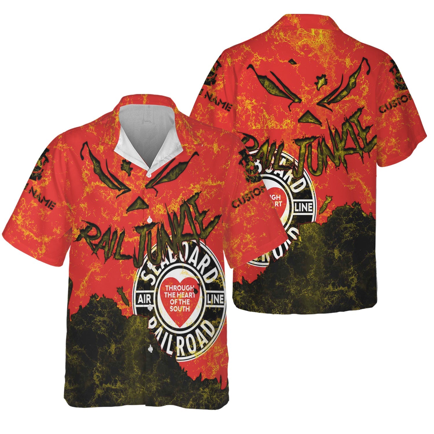 Railspirit Personalized Seaboard Air Line Railroad Hawaiian Shirt Torn Graphic Style Train Shirt For Rail Junkie