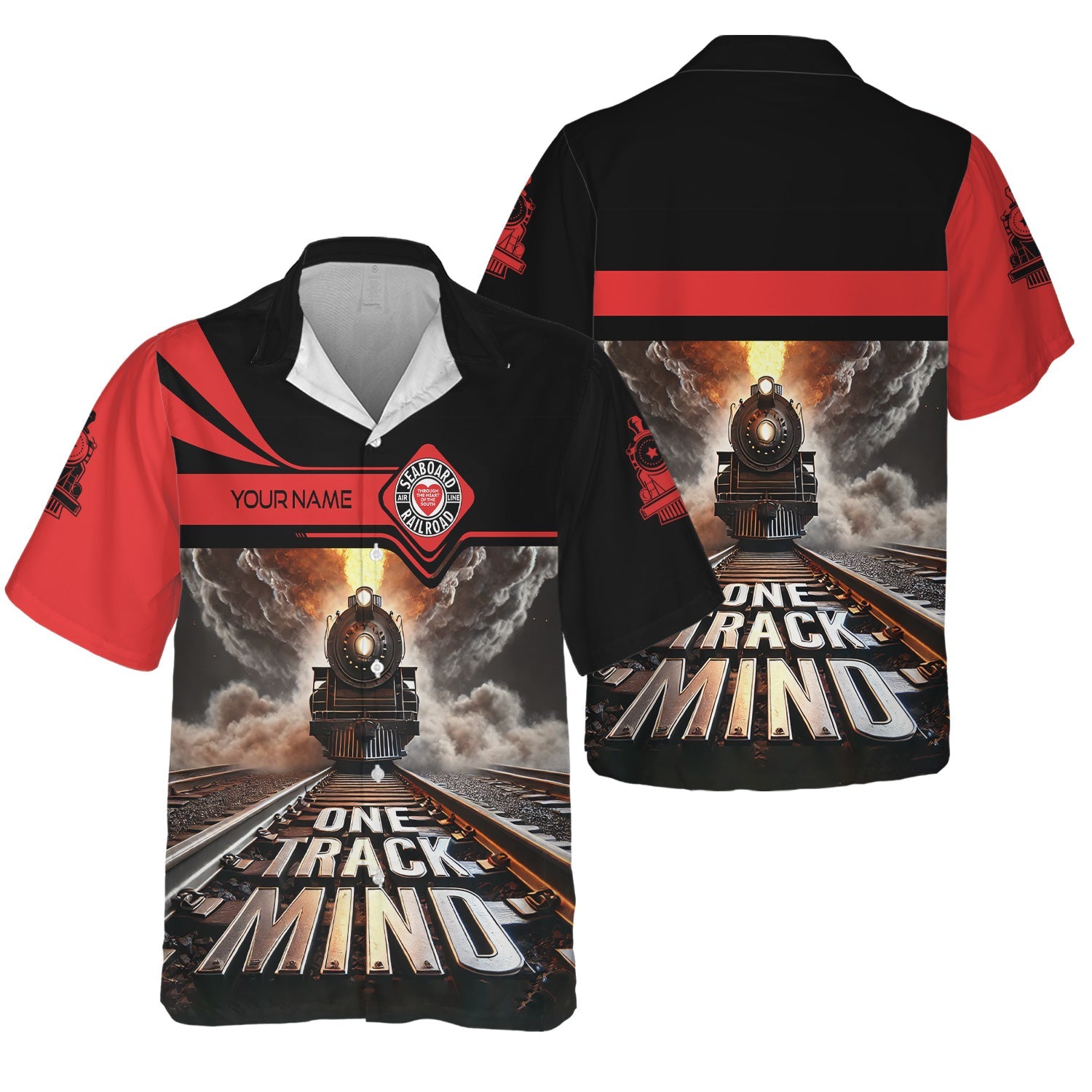 Railspirit Personalized Seaboard Air Line Railroad Hawaiian Shirt One Track Mind Train Printed Shirt
